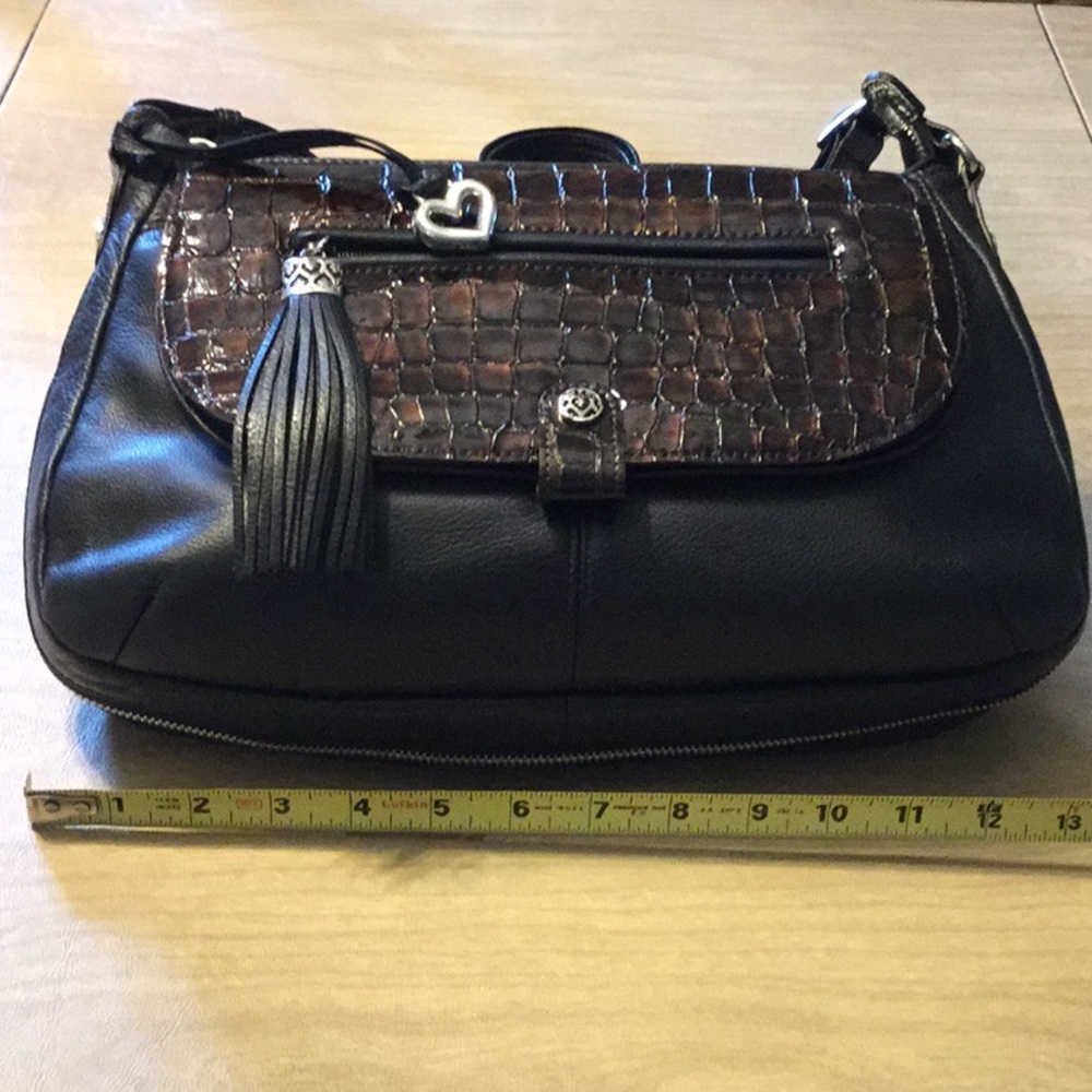 NEW-No Tag BRIGHTON BAG. Black w/Brown Patent Croc